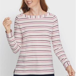 Talbots bateau pullover top. Size Large.  Long sleeves. White with stripes.